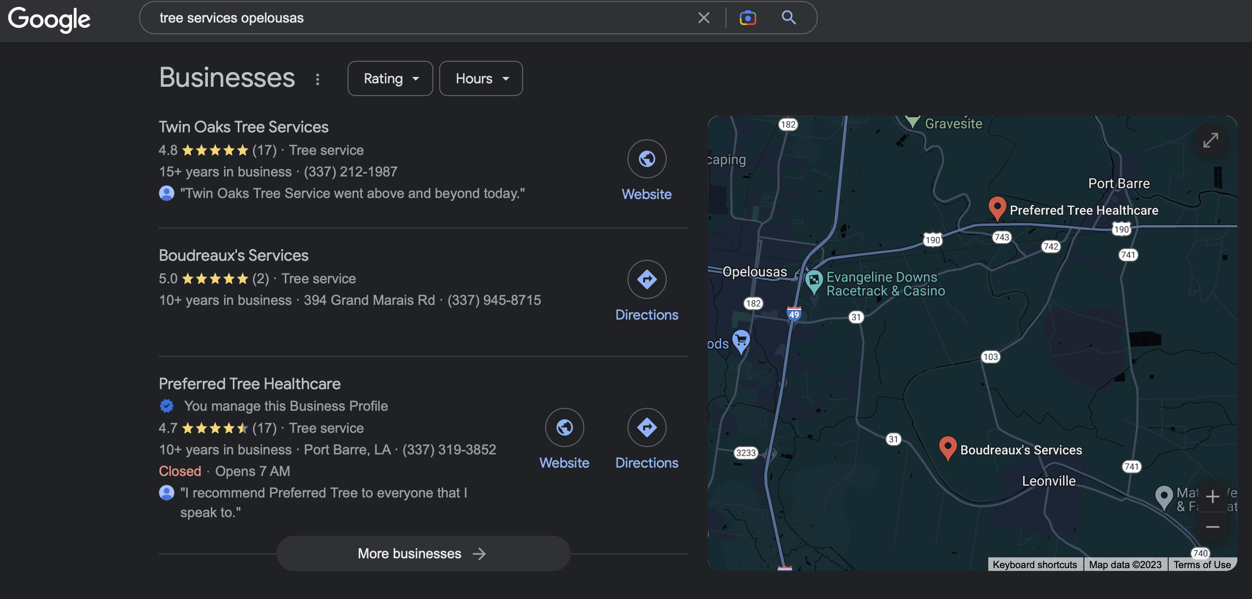 SEO work got them in the top 3 businesses in the map pack